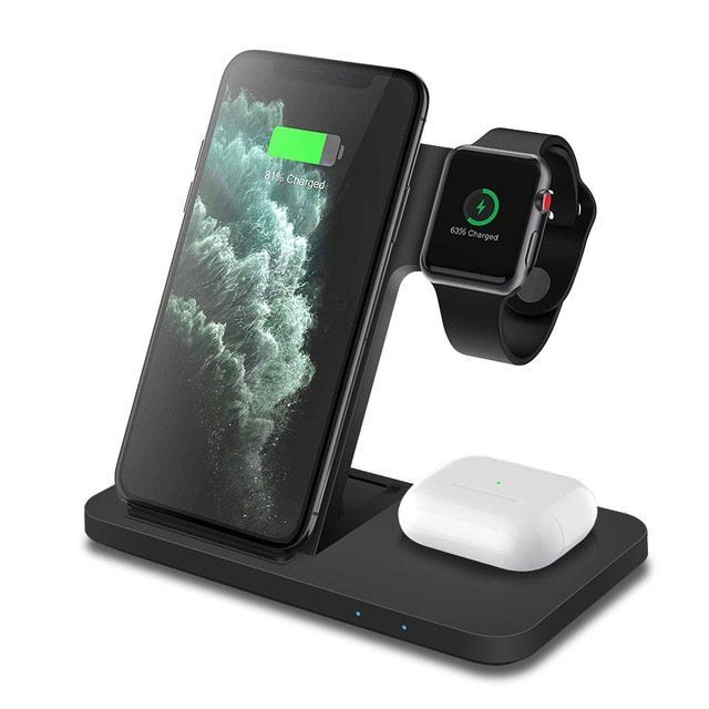 3in1 Wireless Fast Charger Dock Station Black / 3 In 1 TIZMO UK