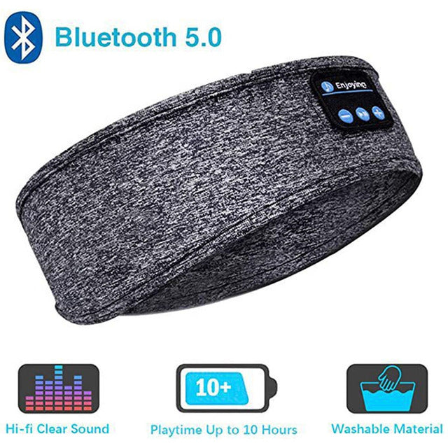 Bluetooth Headphones Soft Elastic Eye Mask Gray Headband TIZMO UK